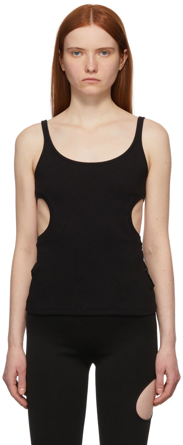 Tankkitoppi Off-White Black Rib Knit Meteor Tank Top Musta | OWAD172C99JER0011000