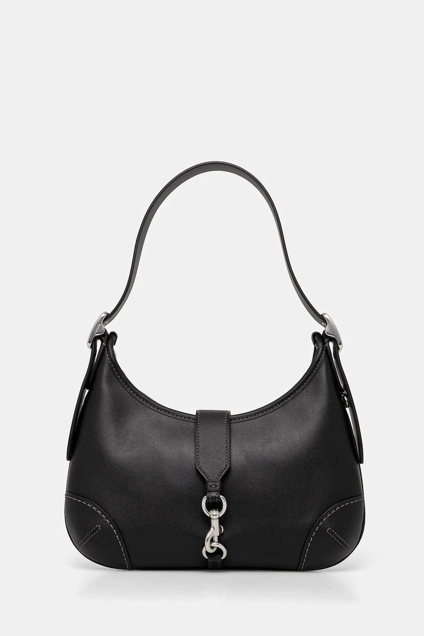 Olkalaukku Coach Hamptons Leather Buckle Shoulder Bag Musta | CW642
