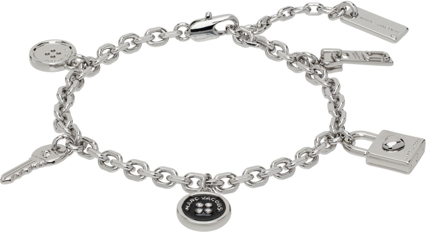 Rannerengas Marc Jacobs Marc Jacobs Charm Bracelet with Buttons, Lock, Key and Logo Tag Metallinen | 2R4JBR001J41, 0