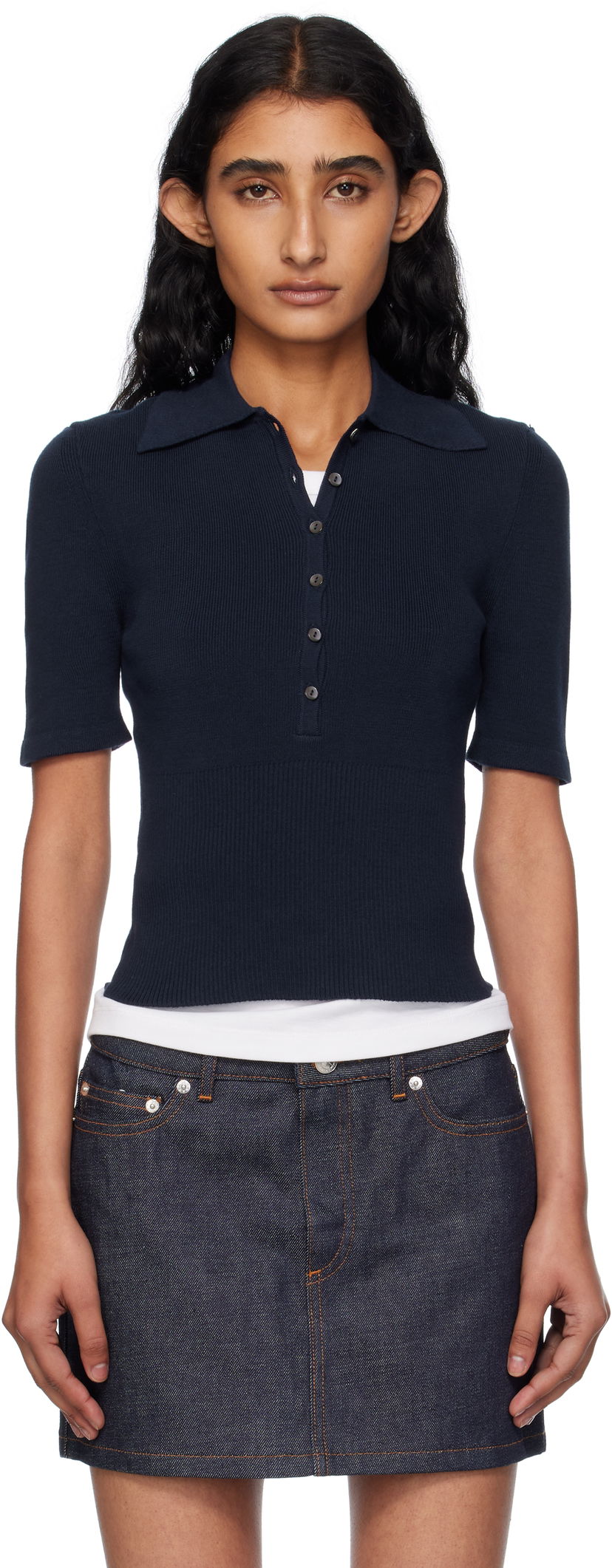 Poolopaita A.P.C. A.P.C. Joelle Knit Polo Tummansininen | COGDK-F23421