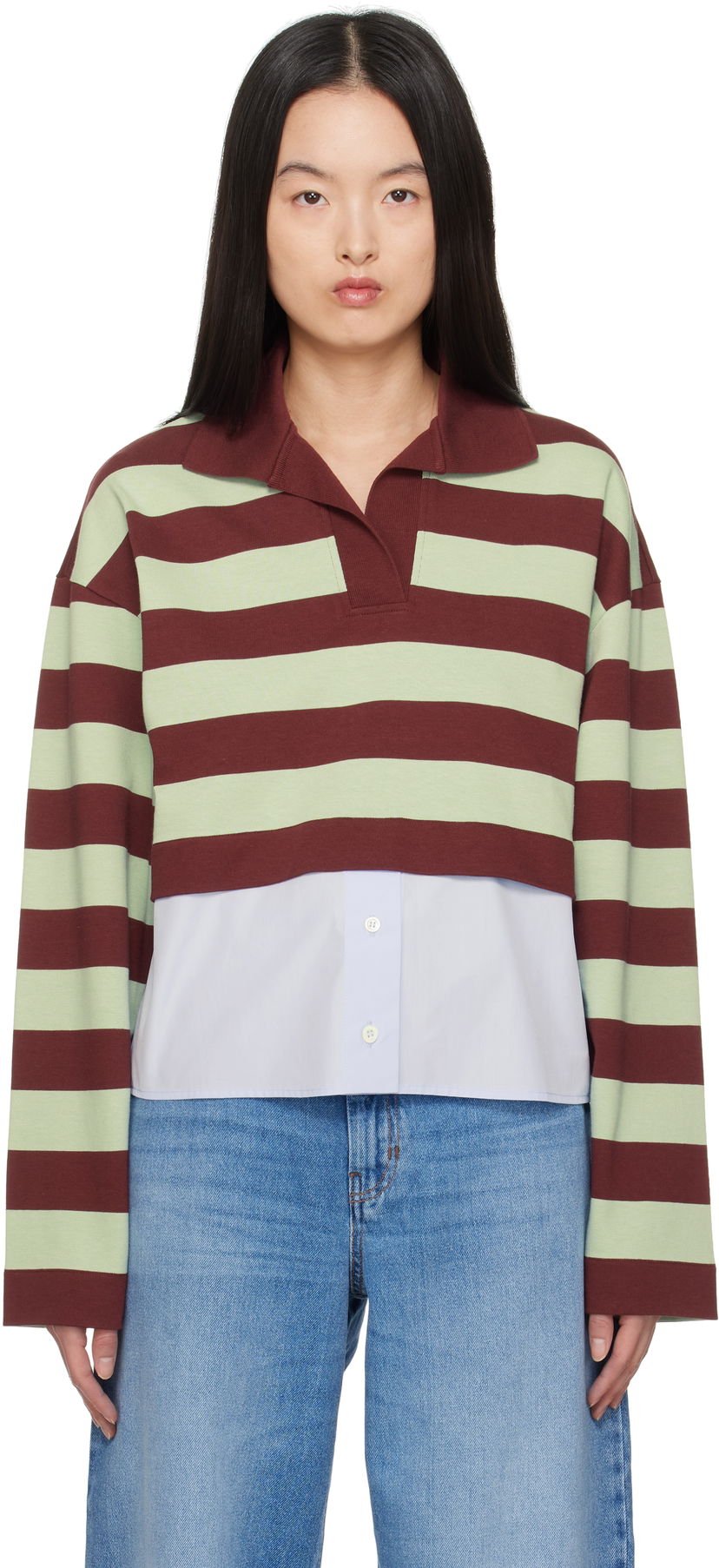 Villapaita Max Mara Weekend Max Mara Halle Cropped Striped Polo Vihreä | 2515951021600