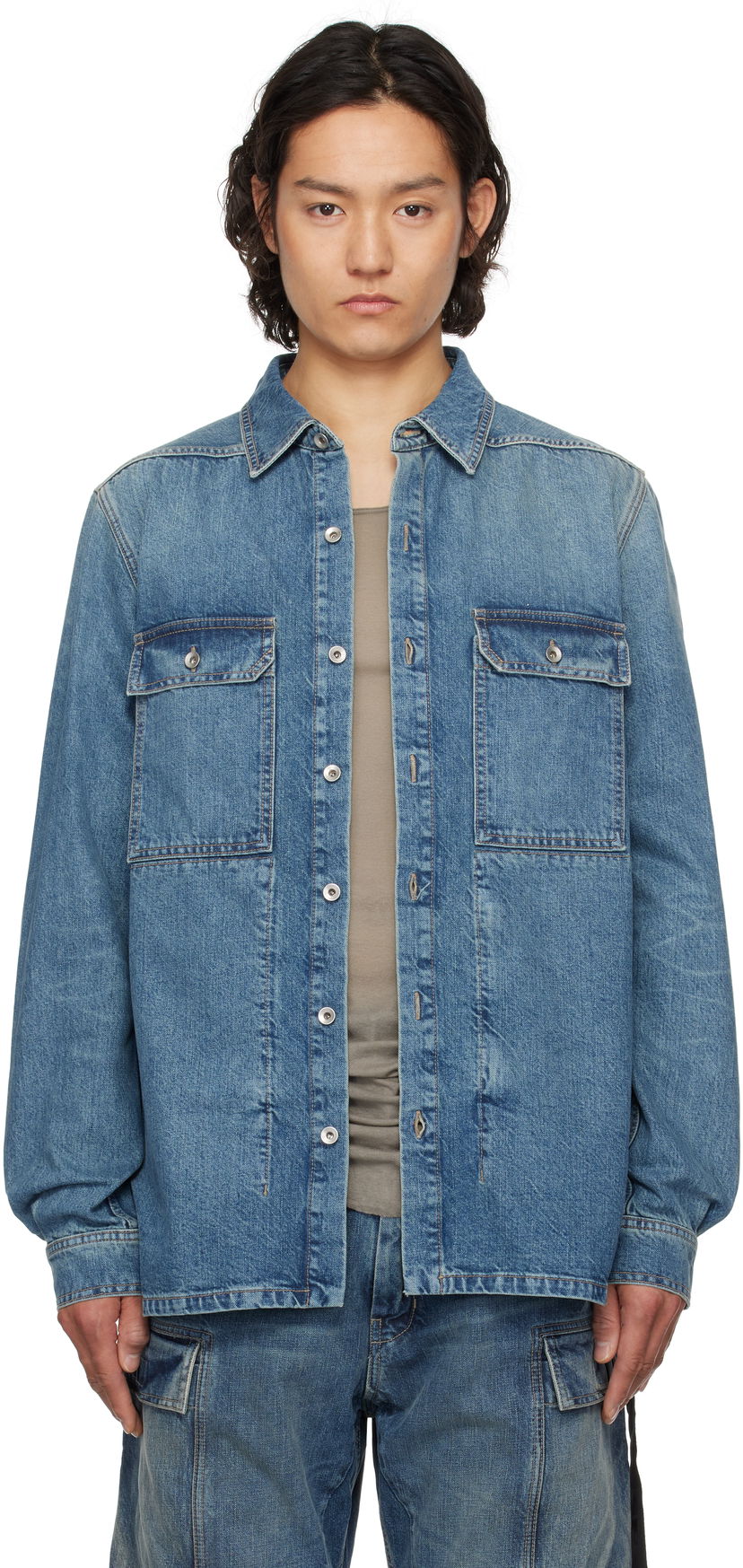 Paita Rick Owens Rick Owens DRKSHDW Denim Overshirt Sininen | DU01E3755 DWB