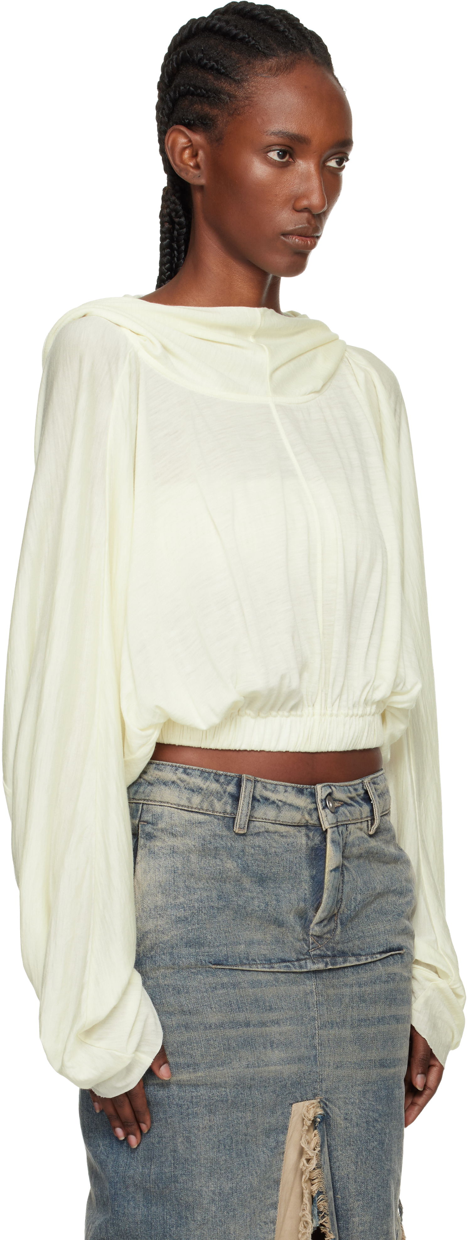 Huppari Rick Owens Concordians Cropped Tunic Hoodie Keltainen | RO02E4262 JSW, 1
