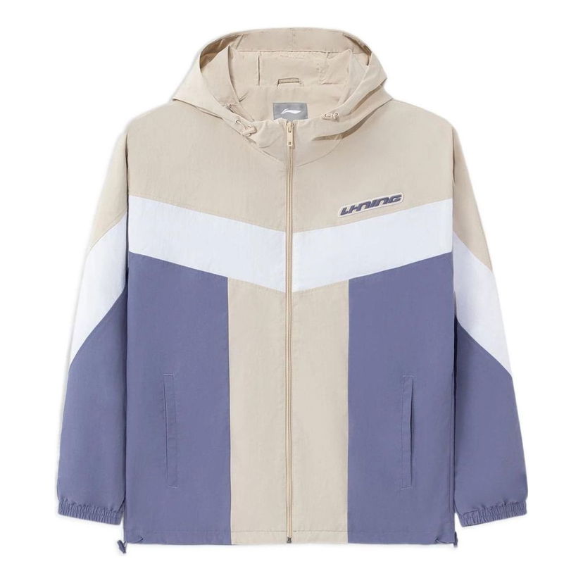 Tuulitakki Li-Ning Sports Living Series Colorblock Hooded Jacket Beige | AFDS033-3