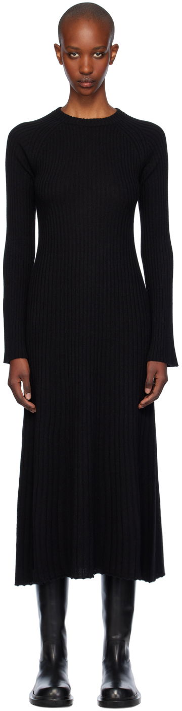Mekko Loulou de Saison Loulou de Saison Hobas Knit Midi Dress Musta | HOBAS