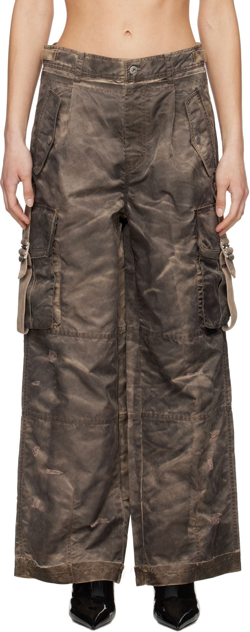 Cargo housut Feng Chen Wang Feng Chen Wang Sandwashed Cargo Pants Ruskea | FUS19TR10B