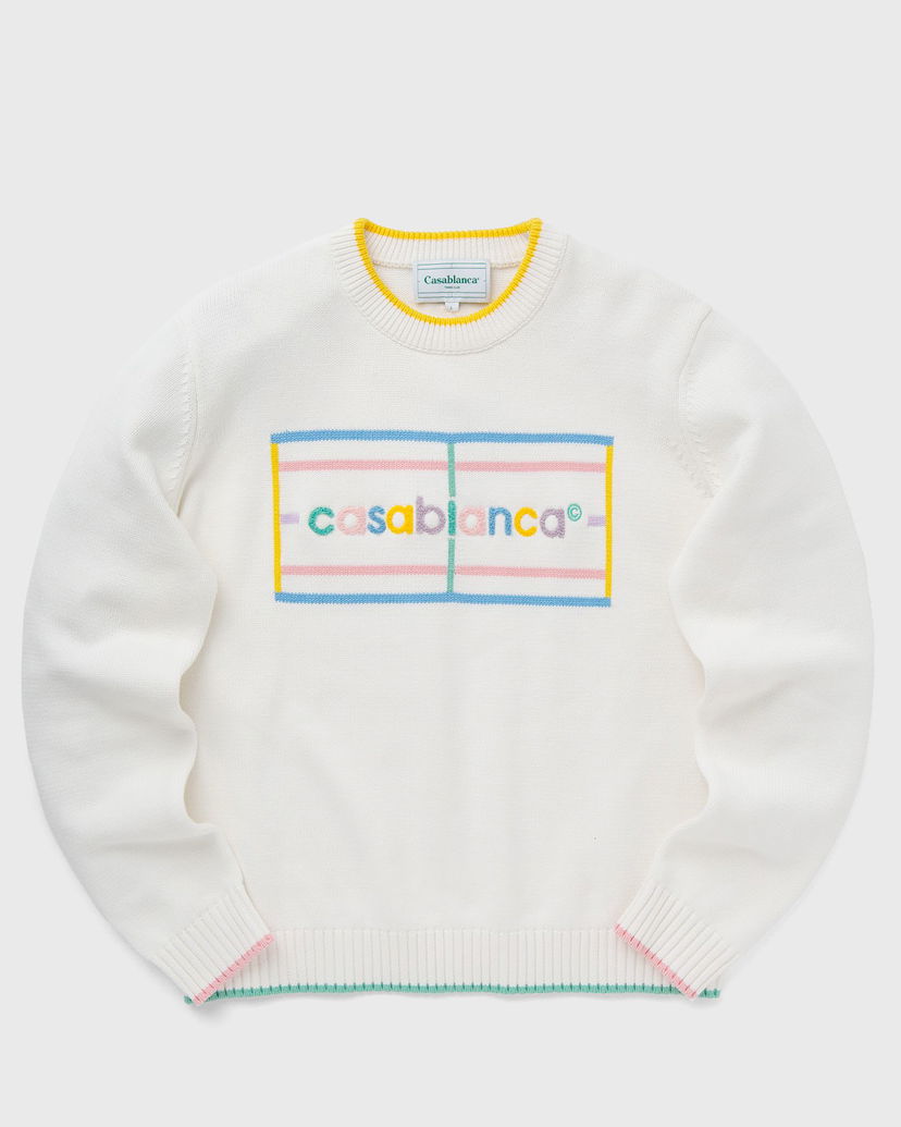Huppari Casablanca PASTEL COURT EMBROIDERED SWEATER Valkoinen | MPF24-KW-704-01