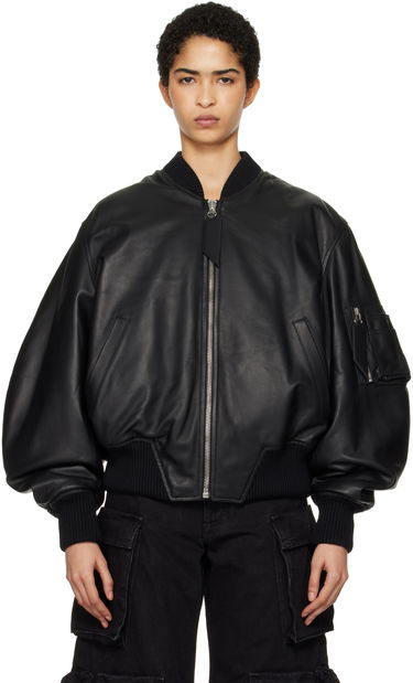 Bomber-takki The Attico The Attico Anja Leather Bomber Jacket Musta | 250WCB00004 LBT128AA, 0