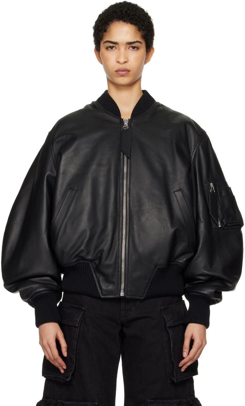Bomber-takki The Attico The Attico Anja Leather Bomber Jacket Musta | 250WCB00004 LBT128AA