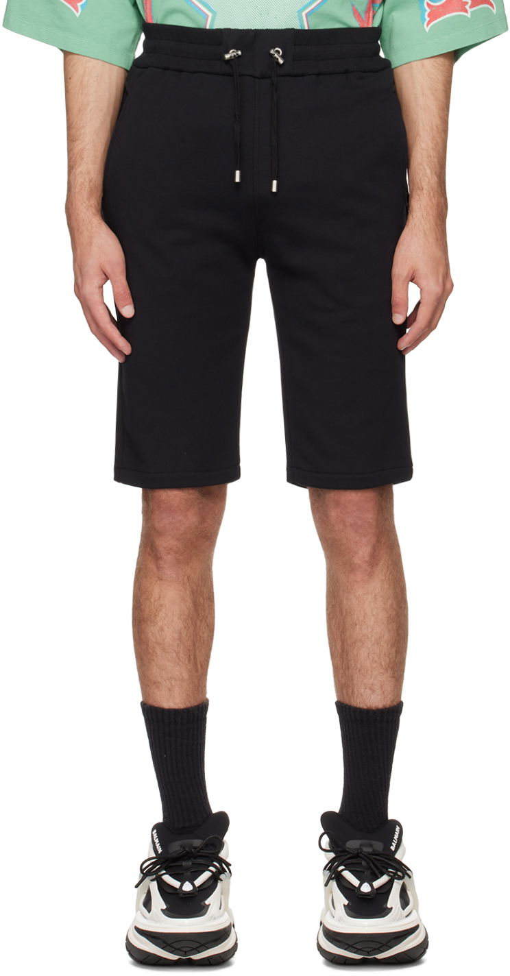 Shortsit Balmain Flocked Shorts Musta | CH1OA003BB04