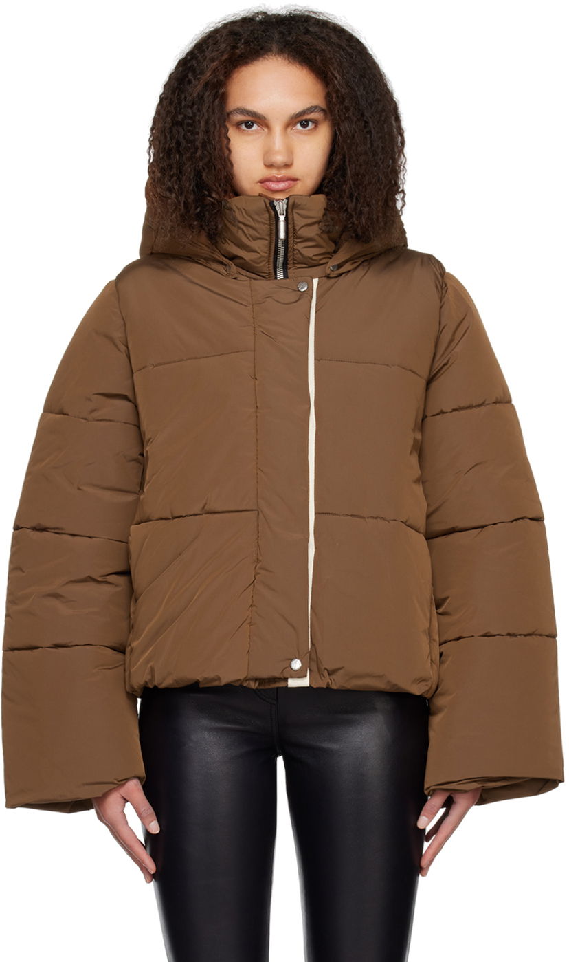 Puffer takki Rhude Rhude Hooded Puffer Jacket Ruskea | RHFW22JA34016090