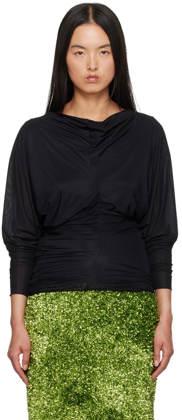 Paita Dries Van Noten Draped Blouse Musta | 242-011145-9204