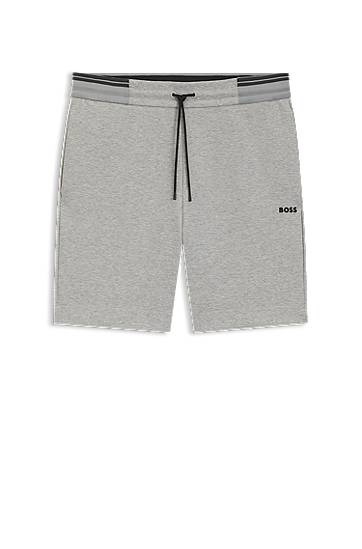 Shortsit BOSS BOSS Cotton-Blend Shorts with Stripe Details Harmaa | 50543091