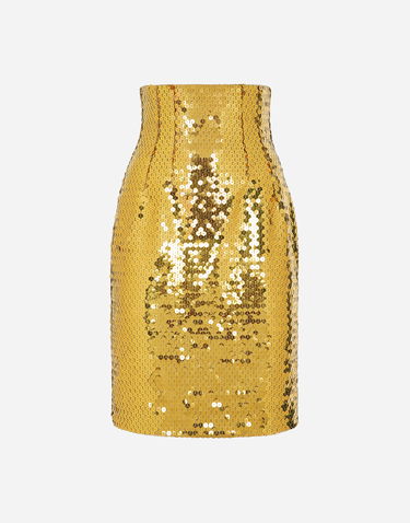 Hame Dolce & Gabbana High-waisted Sequined Midi Skirt Keltainen | F4CRETHLMYDA0893, 0