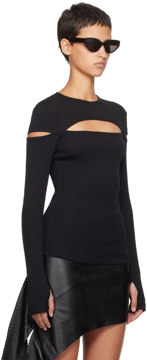 Villapaita Helmut Lang Helmut Lang Slash Long Sleeve T-Shirt Musta | N09HW509, 1