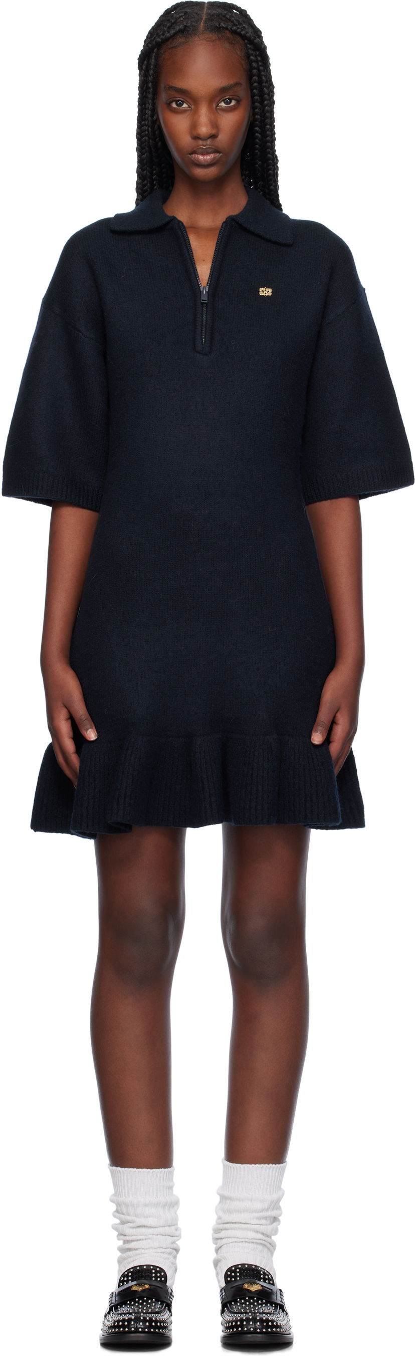 Mekko GANNI Wool Mini Dress Tummansininen | K2298