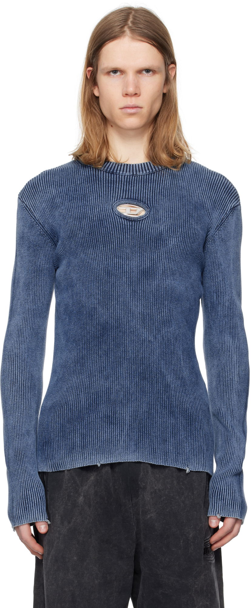 Villapaita Diesel Diesel K-Darin-D Cutout Ribbed Sweater Sininen | A17512-0ANAH-8AT