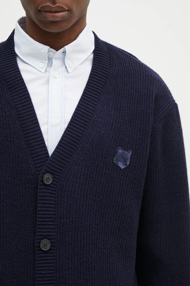 Villapaita MAISON KITSUNÉ Ribbed Cardigan With Logo Patch Vihreä | NM00501KT1093, 3