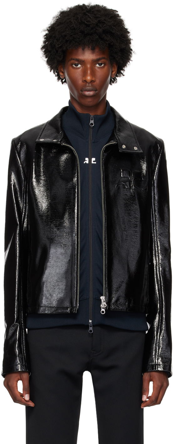 Takki Courrèges Vinyl Biker Jacket Musta | 324CBL195VY0014