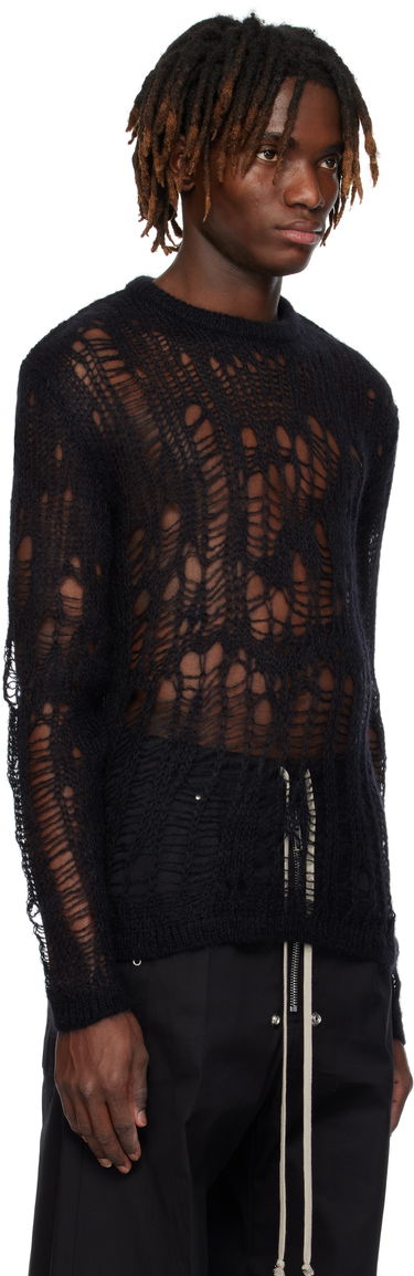 Villapaita Rick Owens Rick Owens Hollywood Biker Round Neck Sweater Musta | RU01E5606 KNETMH, 1