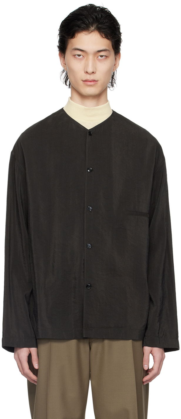 Paita LEMAIRE Lemaire Collarless Button-Up Shirt Musta | SH1065 LF208