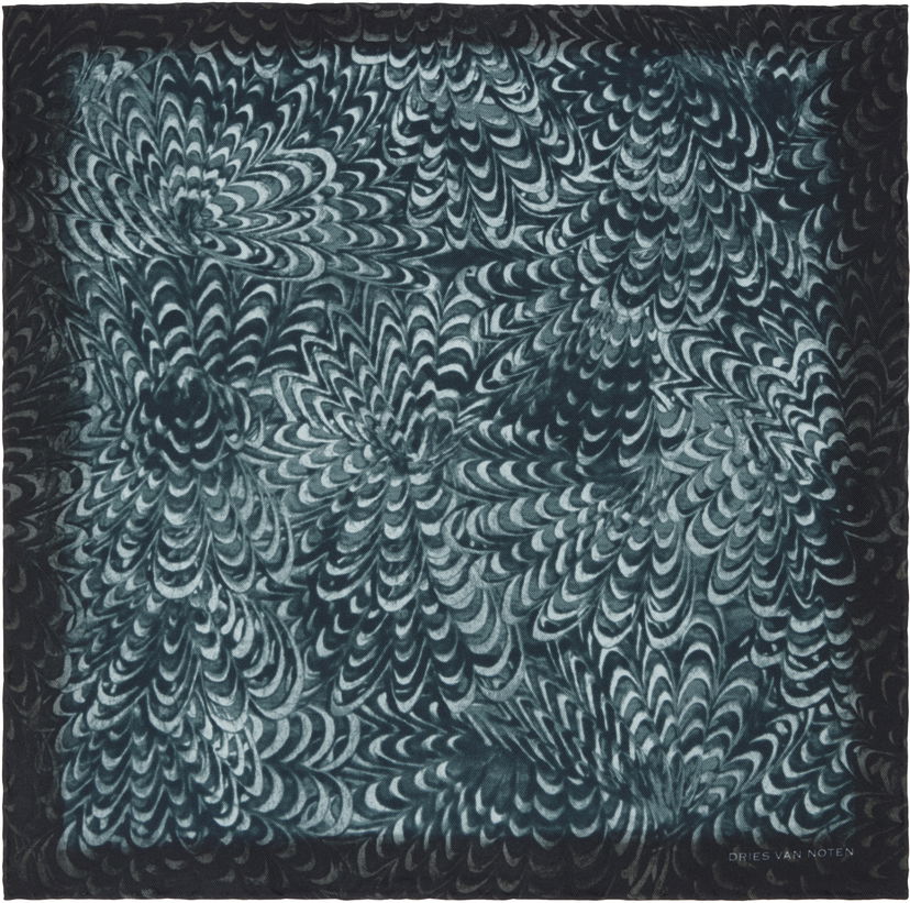 Huivi Dries Van Noten Dries Van Noten Silk Pocket Square with Floral Print Sininen | 251-021301-1008