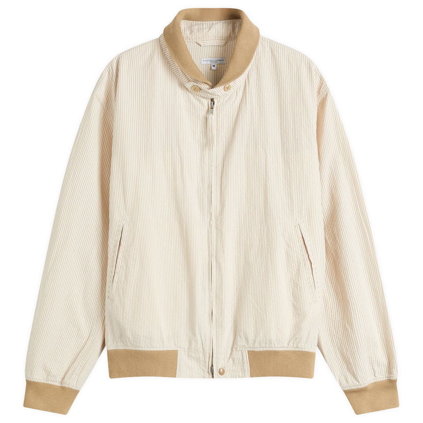 Bomber-takki Engineered Garments Engineered Garments LL Seersucker Stripe Jacket Beige | QT142-ZT212