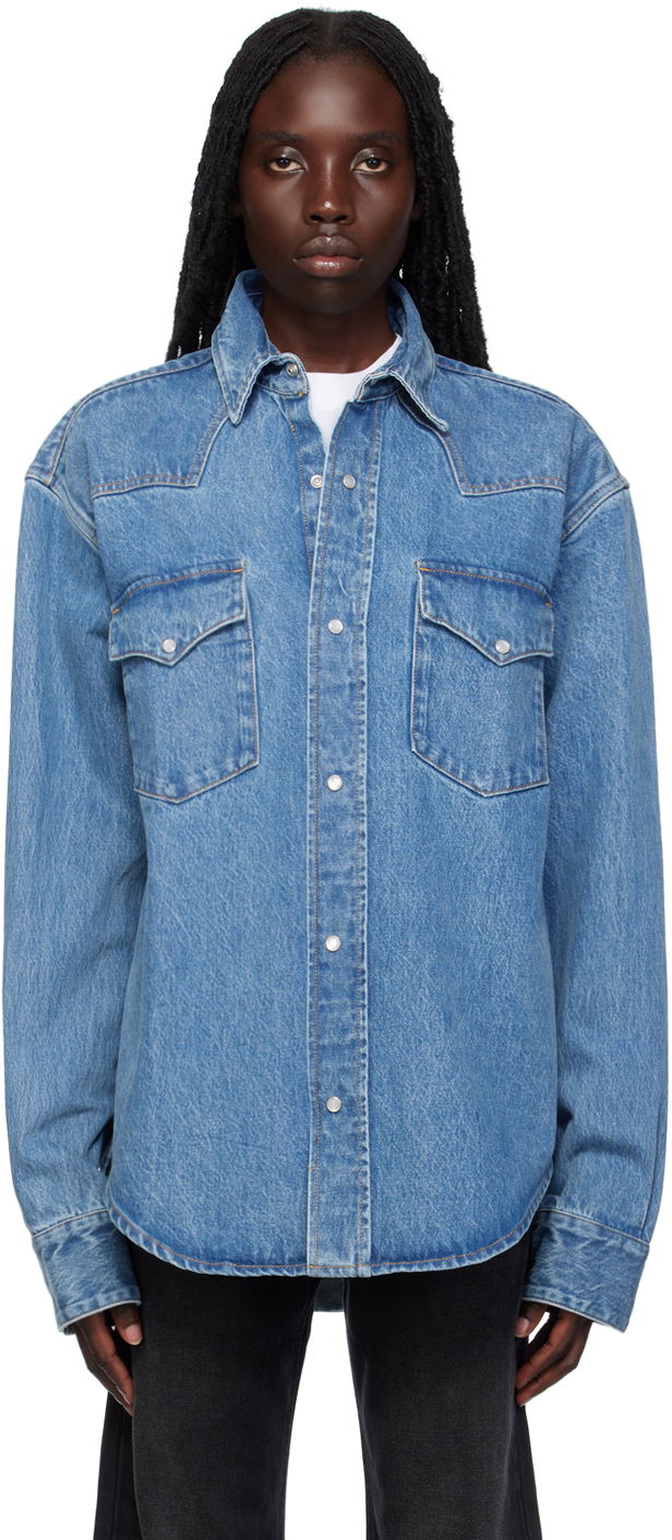 Paita VETEMENTS Flap Pocket Denim Shirt Sininen | VL18SH250N