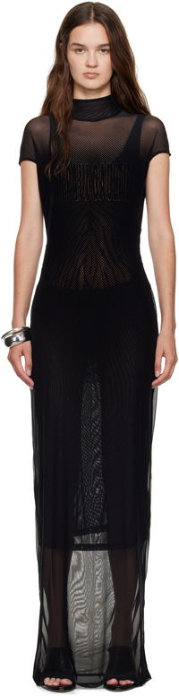 Jean Paul Gaultier Flock Mesh Maxi Dress