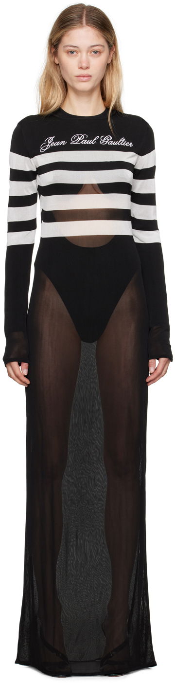 Mekko Jean Paul Gaultier Jean Paul Gaultier Signature Marinière Maxi Dress Musta | 24/30-F-RO244B-M075-0001