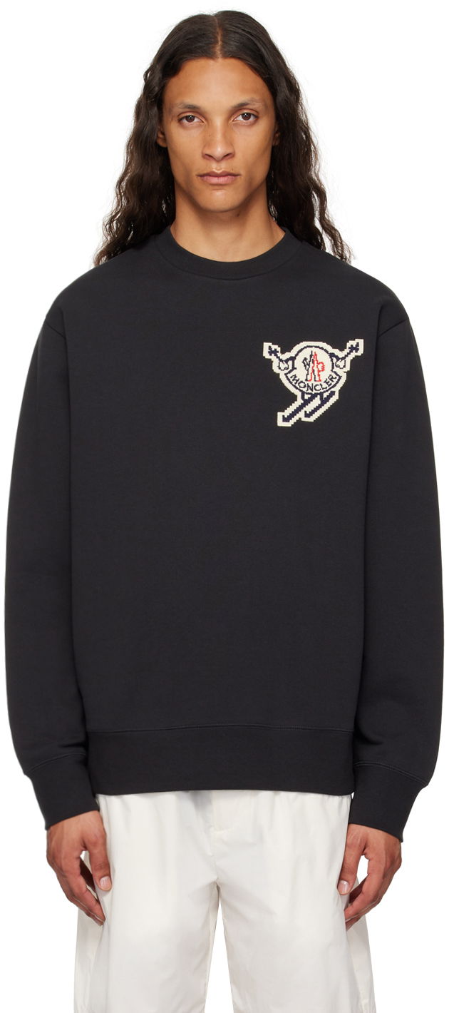 Villapaita Moncler Black Appliqué Sweater Musta | J20918G00016899V4