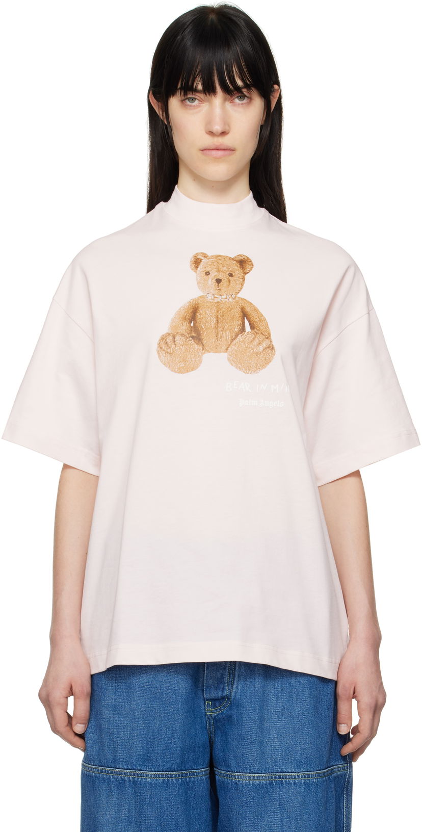 T-paita Palm Angels Palm Angels 'Bear in Mind' Loose T-Shirt Vaaleanpunainen | PWAA017S25JER0043C60
