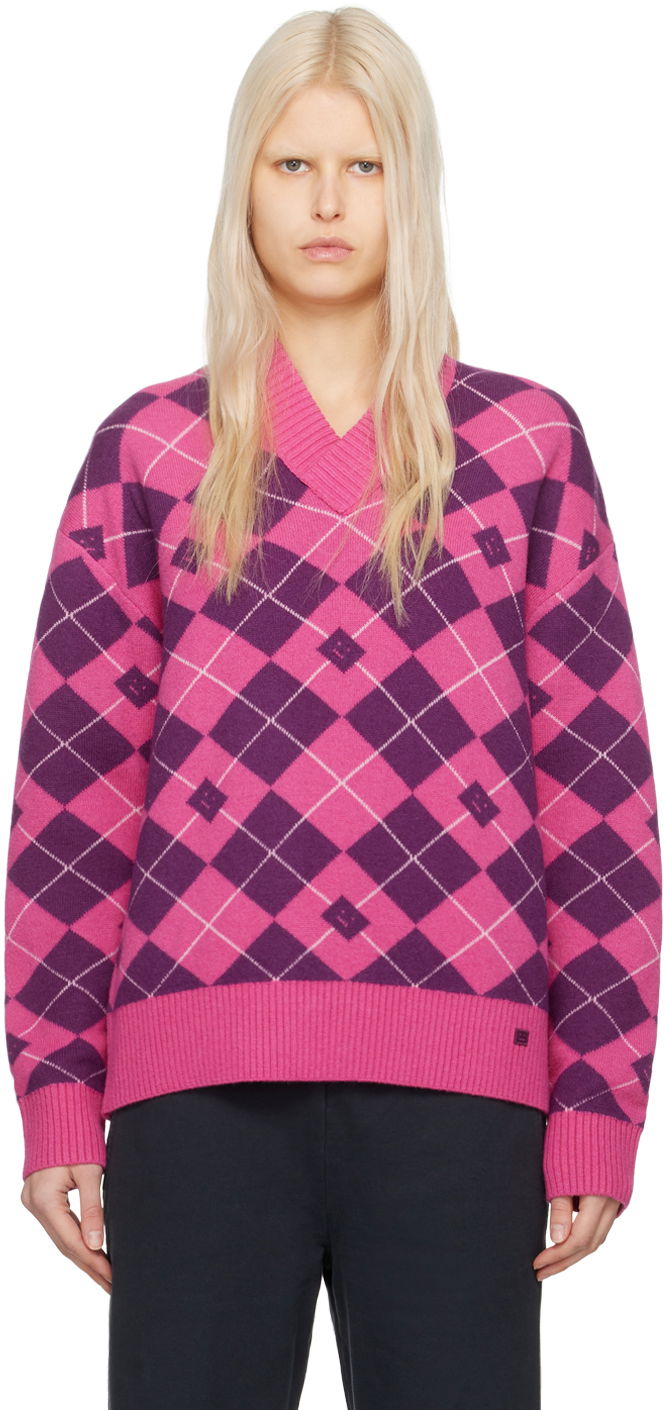 Villapaita Acne Studios Argyle Sweater Vaaleanpunainen | C60086-