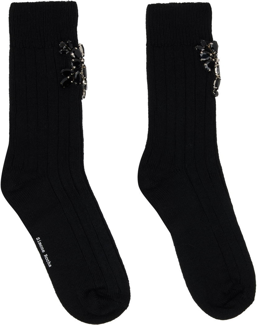 Sukat Simone Rocha Simone Rocha Embellished Rose Ankle Socks Musta | SOCK66B 0634
