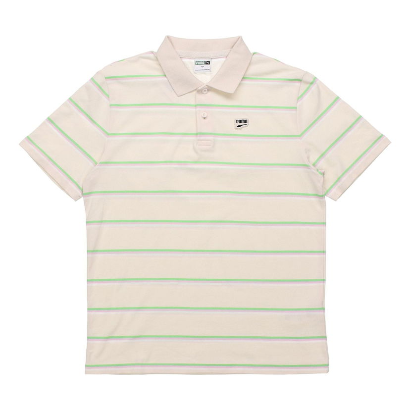 Poolopaita Puma Downtown Stripe Polo Shirt Beige | 599781-75