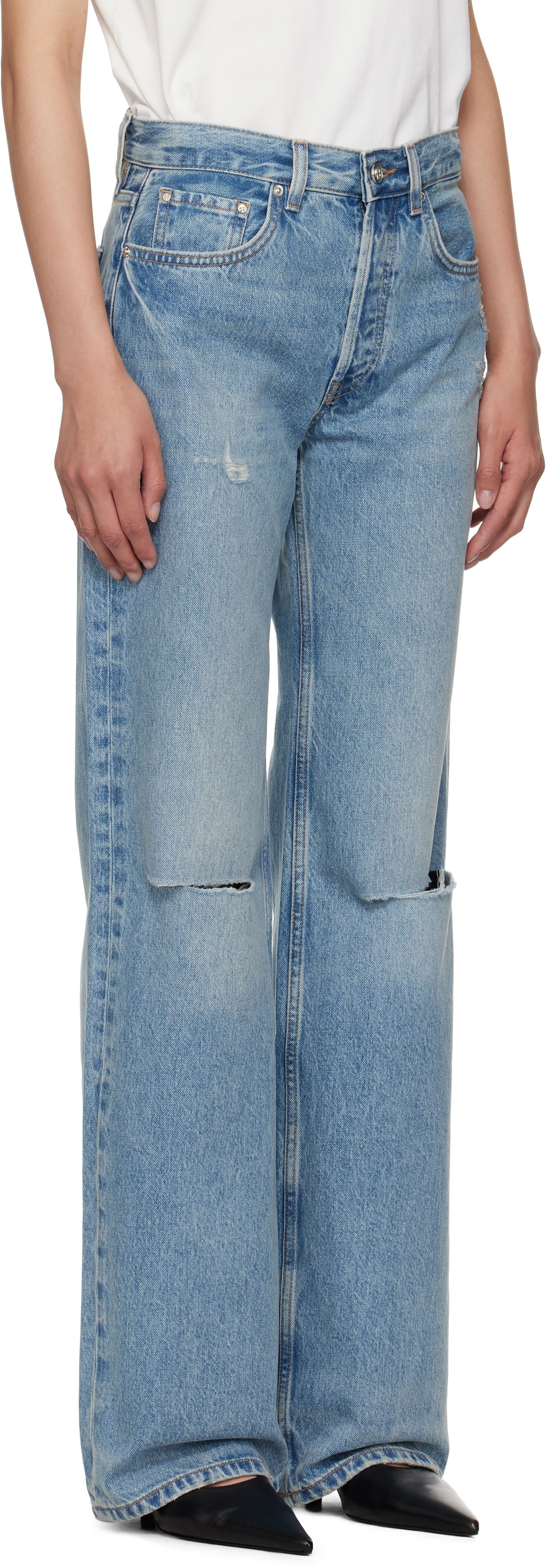 Jeans Anine Bing Anine Bing Hugh Distressed Wide Leg Jeans Sininen | A-06-10852-WHD51, 1