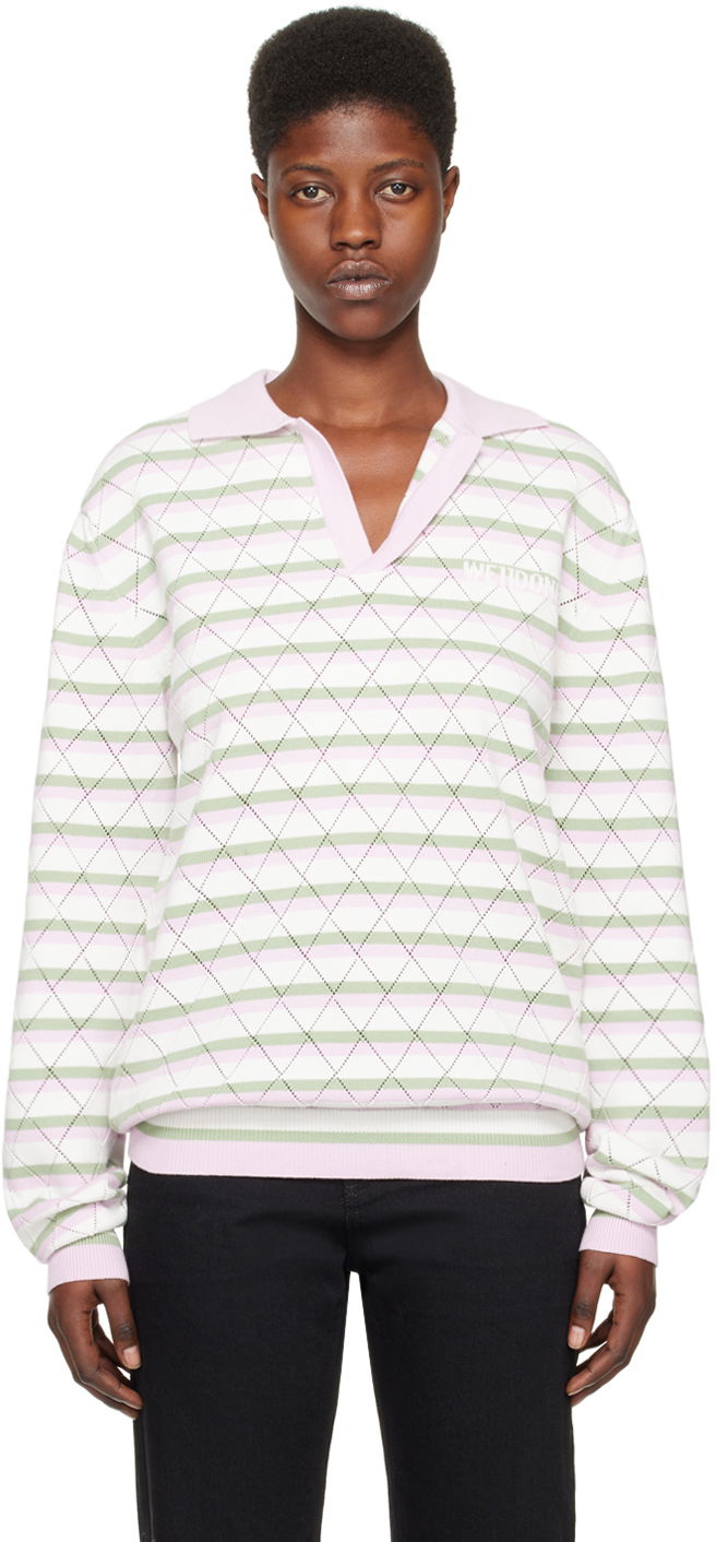 Villapaita We11done We11done Striped Knit Polo Shirt Monivärinen | WD-KT0-24-639-U-LP