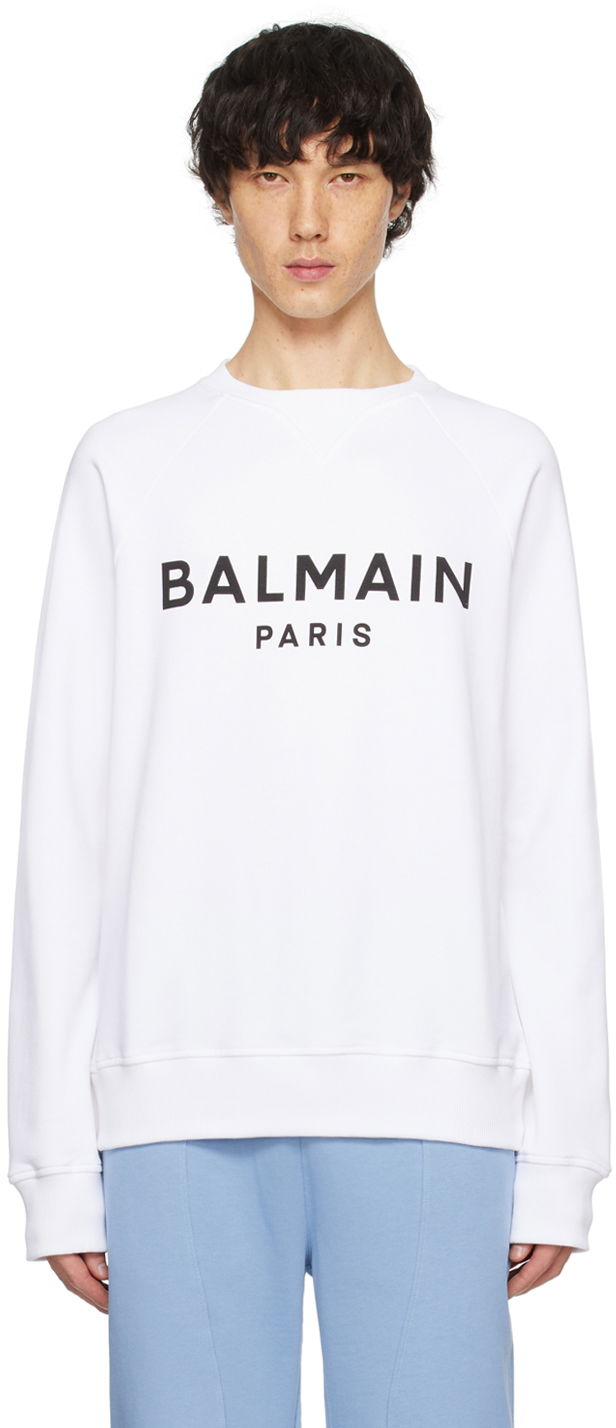 Huppari Balmain Printed Sweatshirt Valkoinen | CH1JQ005BB65