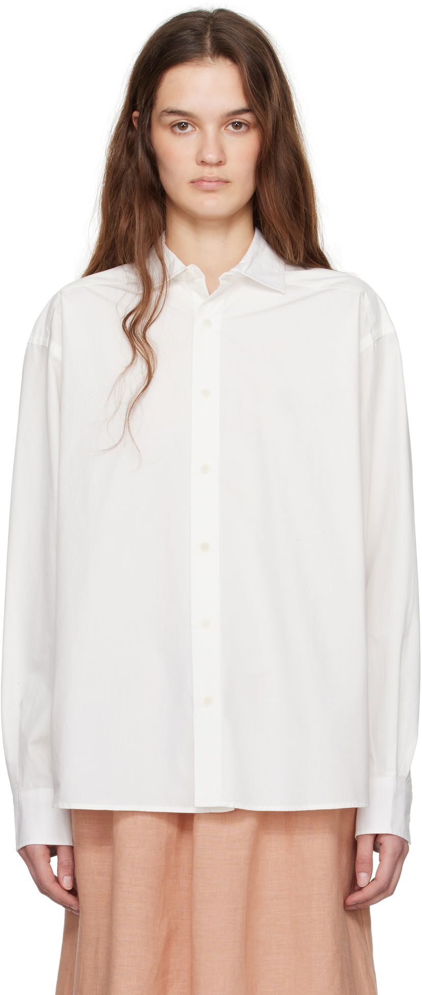 Paita Baserange Baserange Claude Relaxed-Fit Button-Up Shirt Valkoinen | SHOL-POU-SP25