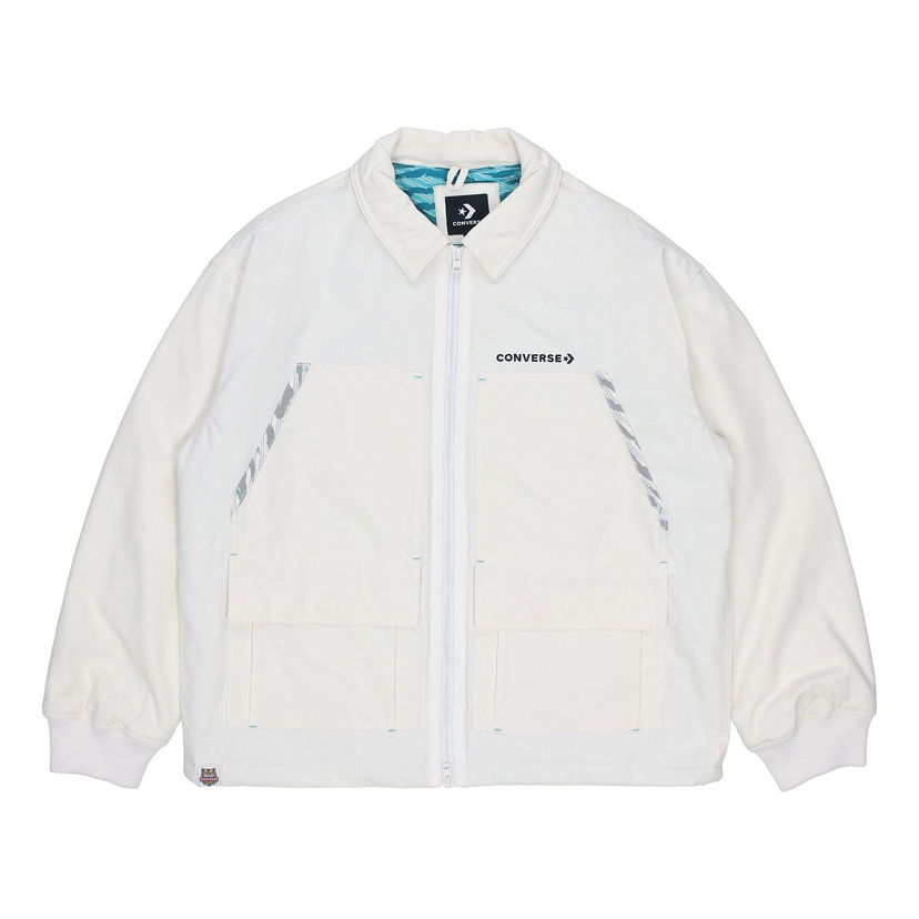 Takki Converse New Year Series Logo Print Lapel Jacket Valkoinen | 10024149-A01