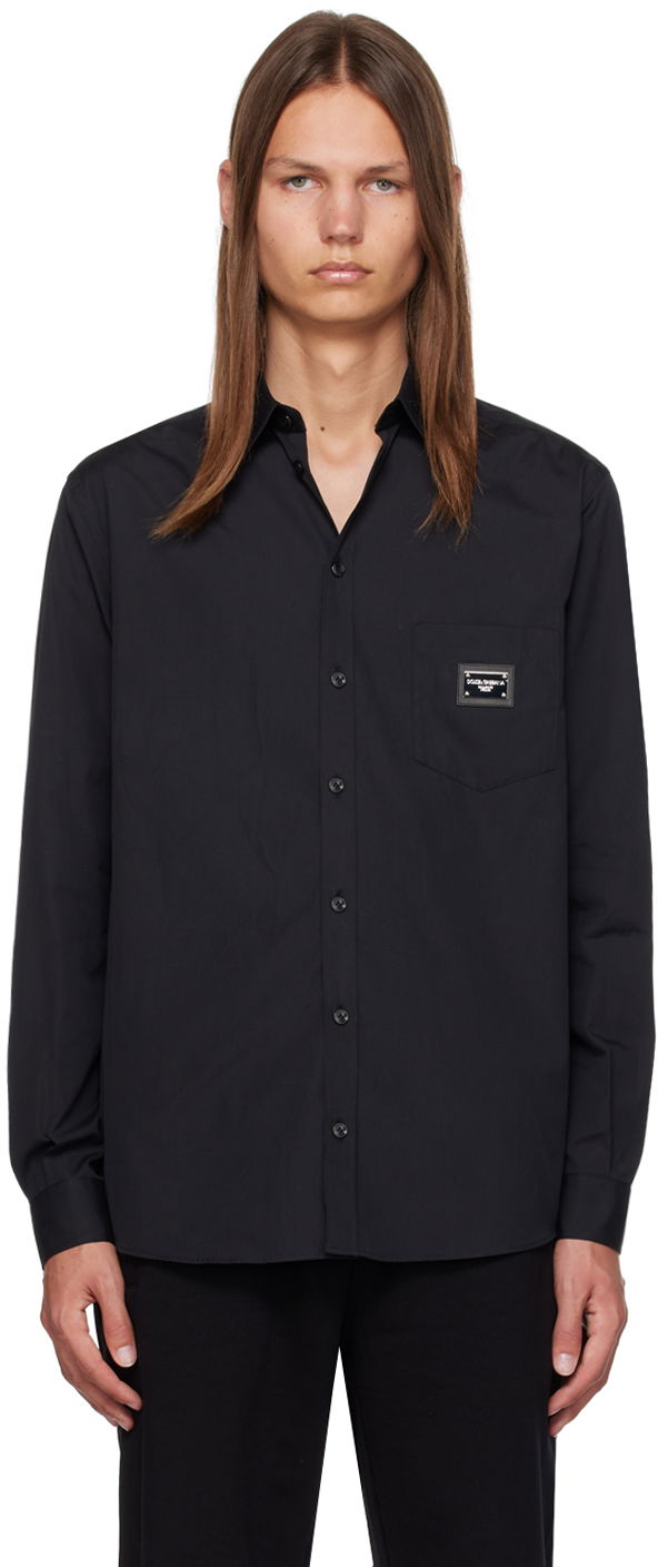 Paita Dolce & Gabbana Black Martini-Fit Shirt Musta | G5JG4TFU5U8
