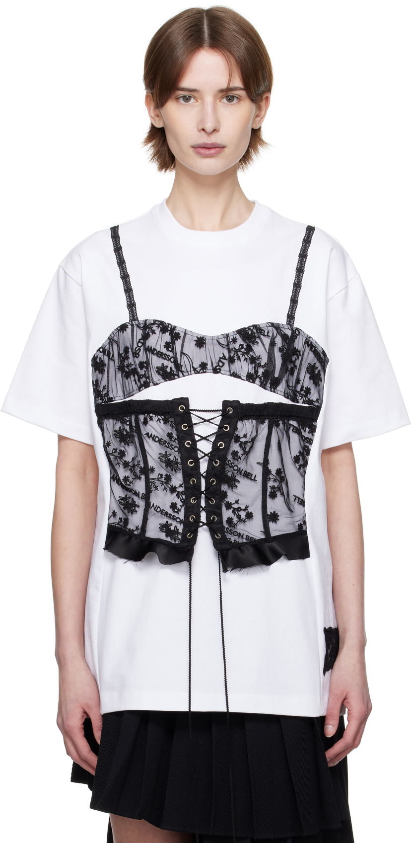 T-paita Andersson Bell Andersson Bell Lace Corset Oversized T-Shirt Valkoinen | atb1268w