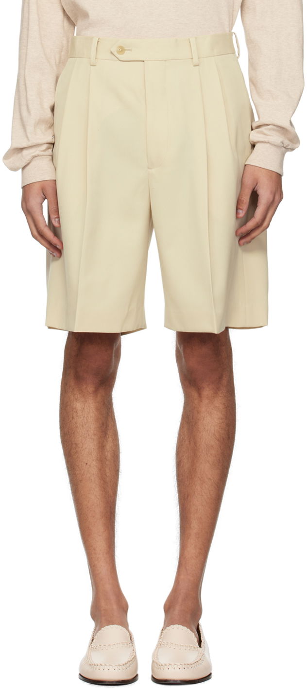 Shortsit AURALEE Auralee Light Pleated Shorts Beige | A24SP04MG