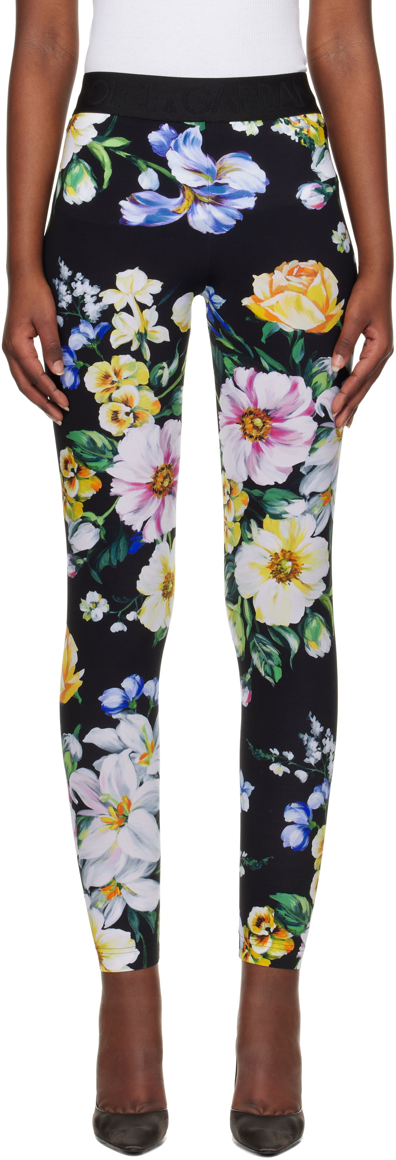 Leggingsit Dolce & Gabbana Dolce&Gabbana Floral Print Leggings Musta | FTB5TT FSG8L, 0