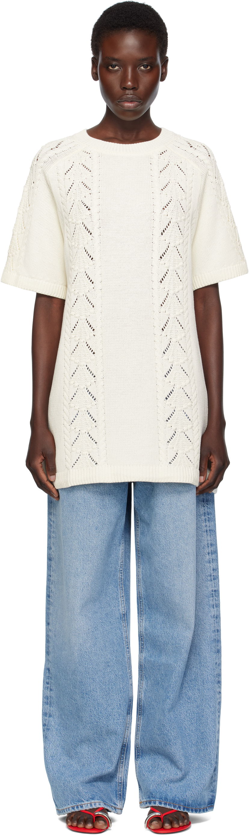 Villapaita Loulou de Saison Loulou de Saison Arman Knit Top Valkoinen | ARMAN