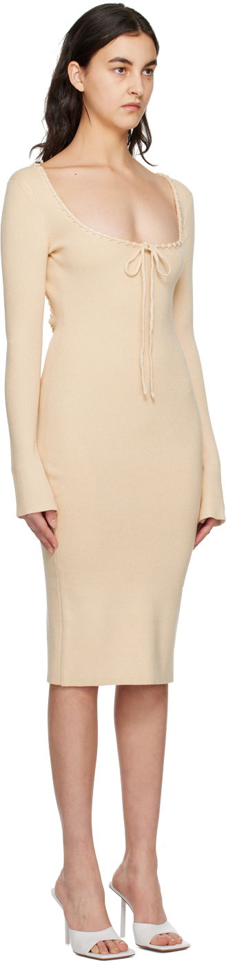 Mekko GUIZIO Guizio Bow Midi Dress Beige | DGF22E702_CRM, 1