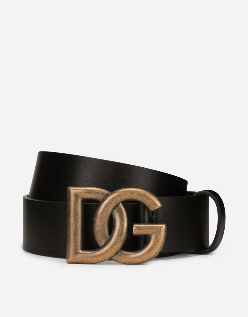 Vyöt Dolce & Gabbana Leather Belt with DG Logo Buckle Musta | BC4644AX62280999