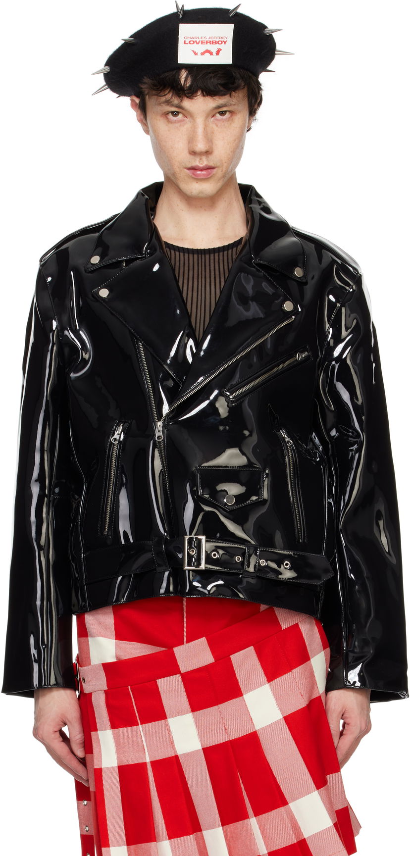 Bomber-takki Charles Jeffrey Loverboy Biker Jacket With Belt Musta | 42010201