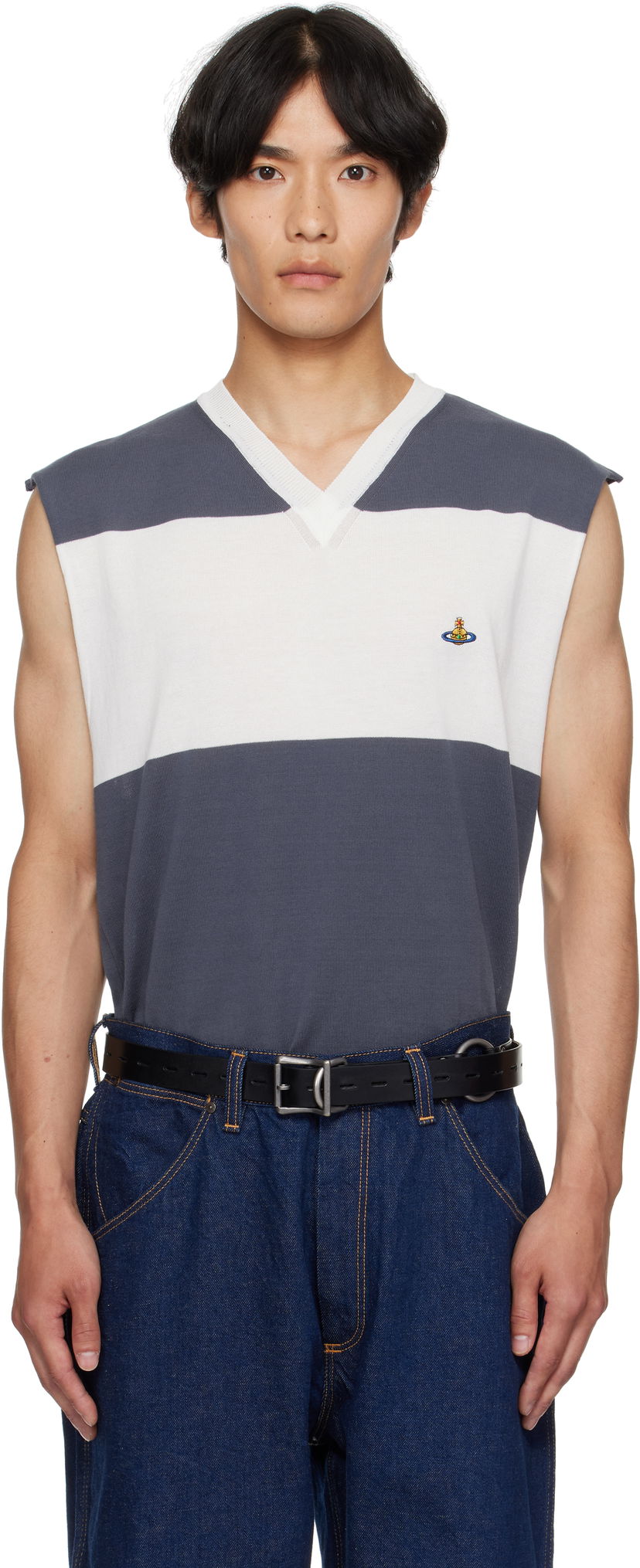 Villapaita Vivienne Westwood Vivienne Westwood Ollie Striped Sweater Vest Harmaa | 2701002J-Y003F-