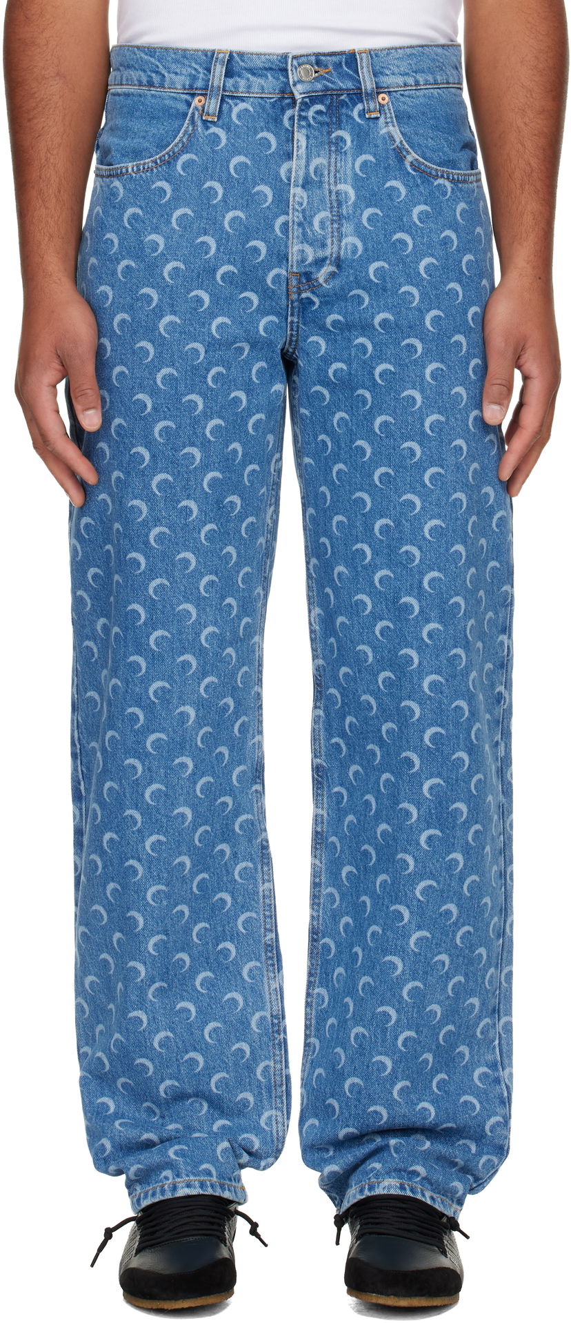 Jeans Marine Serre Moon Laser Baggy Jeans Sininen | MPA070BCDEN0002